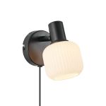 Nordlux Milford Applique Murale Verre Noir | Convient pour 1x E14