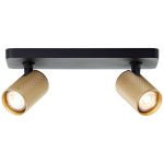 Brilliant Marty Plafondlamp Aluminium Zanderig Zwart Goud 10W 700lm - 830 Warm Wit | Incl. 2x GU10